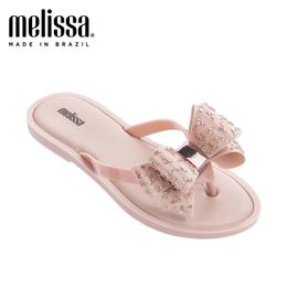 Flops Melissa Summer Big Bow Flat Slippers Adulto Women Jelly Shoes Flats 2020 New Woman Flip Flop Melissa Female Shoes Flip Flops