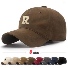 Ball Caps Unisex Korean Version Big Head Circumference Three-Dimensional R Letter Cotton Thorn 3Dimensional Embroidered Baseball Cap