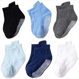 Socks Socks 6 Pairs/Lot Stripe Children's AntiSlip Boat For Baby Boys Girls Kids Short Cotton Size 0 To 5 Years