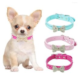 Dog Collars Cute Fashionable Pet Collar Sparkling Rhinestone Bowknot With Adjustable Metal Buckle Cat Small For