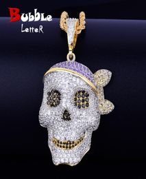 Men039s Skull Pendant Necklace Personality Chain Gold Silver Iced Out Cubic Zirconia Hip hop Rock Jewelry2933552