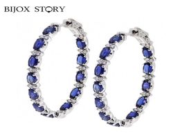 BIJOX STORY Elegant Drop Earrings 925 Sterling Silver Jewelry with Sapphire Gemstone for Female Wedding Party Earring Whole8954416