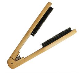 Wooden Straightening Comb Double Sided Brush Clamp Hair Hairdressing Natural Fibres Bristle1952930