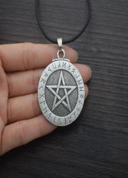 Pendant Necklaces 12pcs Viking Rune Pentagram Necklace Wiccan Pagan Norse Runic Elder Futhark Jewelry1438491