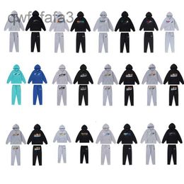 Black Classic Luxury Hoodie Trapstar Tracksuit Rainbow Towel Embroidery Decoding Hooded Sportswear Men and Women Suit XSZ8