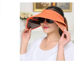 New Fashion Women UV Protection ClipOn Wide Brim Sun Hat Cap With Retractable Visor AntiUltraviolet Outdoor Hat Adjustable Size9604341
