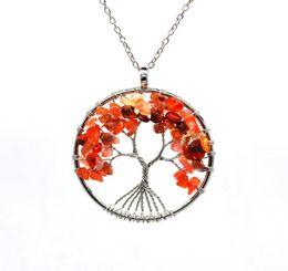 Handmade Pendant Necklaces Fashion Tree of life pendant Amethyst Rose Crystal Necklace Gemstone Chakra Jewelry acc0425805805