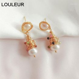 Dangle & Chandelier LouLeur Handmade Natural Fresh Water Pearl Earrings For Women Elegant Wedding Party Drop Luxury Fine Jewelry12041