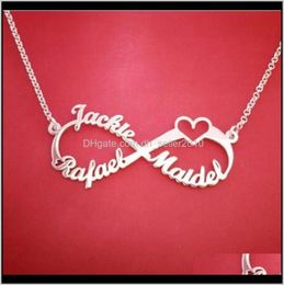 Other Necklaces Pendants Drop Delivery 2021 Custom Name Personalised 925 Sterling Sier Infinity Pendant Friendship Necklace Jewe7774852
