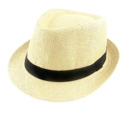 Stingy Brim Hats Summer Solid Straw Hat For Women And Man Beach Fedoras Casual Panama Sun Jazz Caps 6 Colors 60cm11943502