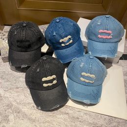 Caps Hats Scarves Sets Ball Caps 23ss 5color Summer Denim Material Designer Ball Cap Couple's Same Holiday Hole Metal Letter Embroidery