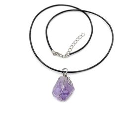 Natural Amethyst form Nugget Pendant Blacelet Cord Chains Necklace Fashion Energy Jewellery Crystal Healing Gemstone5268328