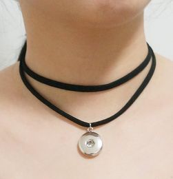 Whole Fashion chain DJ0101 Punk Goth Leather Collar Choker Funky charm snaps Necklace fit 18MM buttons snap jewlery Lobster c9080527