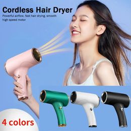 500W Portable Hair Dryer 2600mah Cold wind Cordless Lonic Hair Dryer USB Rechargeable Powerful 2 Gears for Home Dormitory 231225