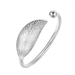 Bangle Fashion Silver Colour Woman Open Leaf Shaped Adjustable Charm Girls Party Jewellery Christmas Gifts