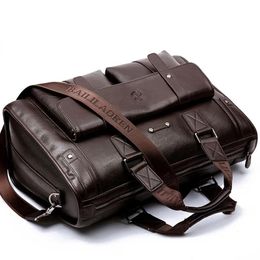 Briefcases Men Split Leather Black Briefcase Business Handbag Messenger Bags Male Vintage Shoulder Bag Men's Large Laptop Travel Bags Hot