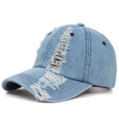 2020 Fashion Worn Denim Cap Summer Outdoor Leisure Visor Hat Trend Hole Baseball Caps Hip Hop Sport Hats High Quality3826599