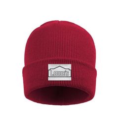 Fashion Lowe's Black lines improvement logo Winter Warm Watch Beanie Hat crochet Hats lowe's side on white Blue background red 2281066