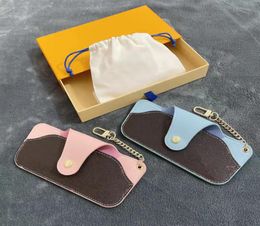 Fashion Leather Designer Glasses Bag Pendant Blue Pink Creative Glasses Box For Women Keychain Charm Myopia Eyeglasses Case Packag5538546