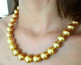 16mm south sea shell pearl round golden pearl love necklace Huge 18 inch accessories aurora classic irregularity cultivation2815169