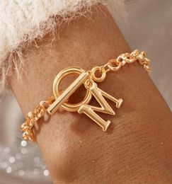 Charm Bracelets ZHEN TOMOMI Gothic Gold Letter M Bracelet For Women 2021 Bohemian Geometric Chain OT Buckle Set Jewelry3078950