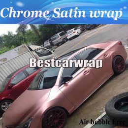 Stickers Rose Gold Chrome Satin Car Wrap Vinyl styling Foil satin Chrome Vehicle WRAPPING skin Luxury wraps stickers size 1.52x20m/Roll