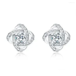 Stud Earrings 925 Sterling Silver High Quality Zircon Charm Women Fashion Jewelry Wedding Party Gift