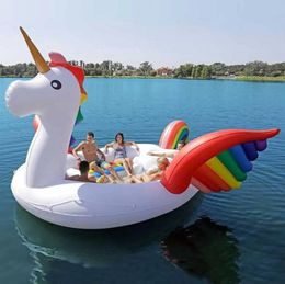 Balls #1 Pools Inflatable island floating row adult water surfing toy 6 people unicorn Pegasus inflatable flamingo giant mount SpasHG