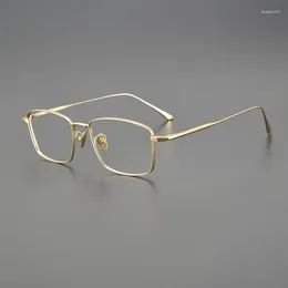 Sunglasses Frames Small Square Gold Pure Titanium Ultra-light 9g Eyeglasses Business Outdoor Men Optical Glasses Women Simple Classical