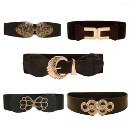 Belts Belt Female Wide Style Exaggerated Buckle Temperament Show Thin Elastic Pinellia With High Waist Cover