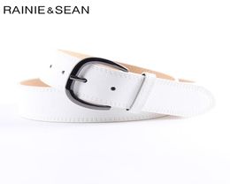 RAINIE SEAN Genuine Pigskin Leather Womens Belt Pin Buckle Navy Blue Vintage 2020 New Waist Belt High Quality Ladies Jean Belts7172269