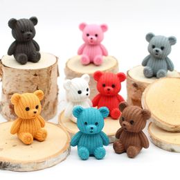 10Pcs Gifts Crafts Ornaments Cute Plastic Teddy Bear Miniature Fairy Easter Animal Garden Figurines Decoration Accessories 231225