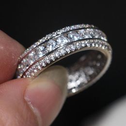 Choucong Jewellery Women ring Channel setting Round Diamond white gold filled Engagement Wedding Band Ring Sz 5-11208P