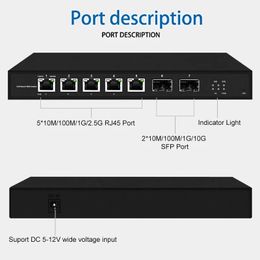 HICOMDATA 7-Ports 10G Uplink L2- Managed Switch Ethernet Switch Network Switch and L2- Managed 2* 100M/ 1000M/1G/ 10G SFP 5* 10M/100M/1G/2.5G RJ45