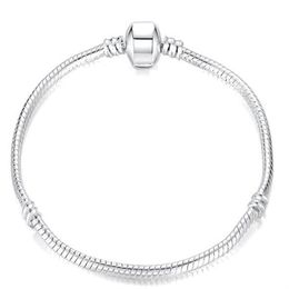 10pcs lot Silver Plated Bangle Bracelets Snake Chain with Barrel Clasp For DIY European Beads Bracelet C16279J
