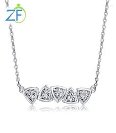 Chains ZONGFA Genuine 925 Sterling Silver Moissanite Pendant For Women 002ct Natural Diamond Necklace Clavicle Chain Fine Jewelry2916984