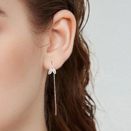 Dangle Earrings Long Tassel Chain Leaf Earrrings For Female Designer Kpop Silver Color Simple Ear Line Cartilage Lobe Accessories Jewelry