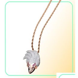 Pendant Necklaces Topgrillz Vegeta Necklace Men039S Iced Out Cz Chains Hip Hoppunk Rose Gold Color Charms Jewelry Gifts Y12203897527 Dha3L