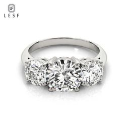 LESF 925 Sterling Silver Women039s Ring 3 Stones 2 Carats Round Cut SONA Simulated Diamond Wedding Engagement Rings 2103304971466