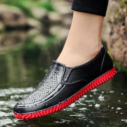 Rain Shoes Men's Low-top Waterproof Shoes Rain Boots Short Barrel Anti-slip Kitchen Rubber Shoes Car Wash Water Shoes 231226