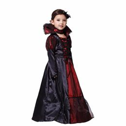 Costume WholesaleChildren Girls Gothic Vampire Halloween Costumes for Kids Princess Cosplay Costume Long Carnival Party Dress