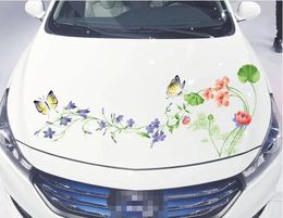 Stickers 1 pcs truck vehical motor racing Car sport power auto Truck side butterfly colorful flower Decal Vinyl Hood emblem Decals sticker