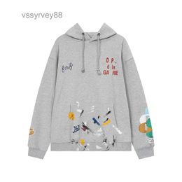 Boys Hoodie Sweater Women's Designer Gall Autumn/winter American Street Pure Cotton Graffiti Spot Print Letters Men's and Loose Clothing S-xl UW25