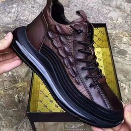 Men's Retro Leather Shoes artificial leather Casual Sneakers Alligator Pattern Platform Men 231226