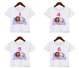 Kawaii Girls Tshirt Cute Gabbys Doll House Cartoon Print For Kids Birthday Clothing 210 Year Old Baby Tops3021245