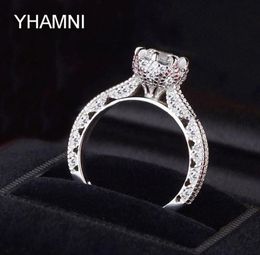 YHAMNI Brand Jewellery Original Solid 925 Sterling Silver Ring 1 ct SONA CZ Diamond Women Engagement Rings JZ0724121466