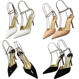 Dress shoes designer sandals brand high heels luxury patent leather 8cm 10cm heel sandals women stylish shiny with drill high heels classic top nude pearl party shoes