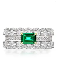 Cluster Rings 925 Sterling Silver Ring Female Green Diamond Imported High Carbon Full Wedding Jewelry Wholesale