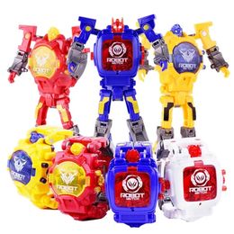Kreative Kinderuhr Transformers Elektronische Uhr Kinder Verformung Roboter Uhren Baby Lernspielzeug Junge Mädchen Uhr Uhr 231226