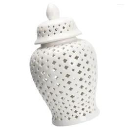Storage Bottles Floral Arrangement Buckets Chinese Style White Hollow General Jar Ceramic Vase Flower